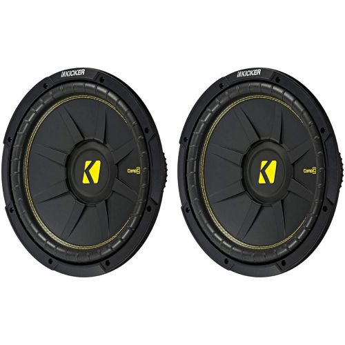  Kicker 12 Inch CompC 1200 Watt 4 Ohm Single Voice Coil SVC Subwoofer (2 Pack)