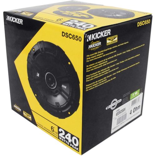  4) Kicker 43DSC6504 6.5 240 Watt 2-Way 4-Ohm Car Audio Coaxial Speakers DSC6504