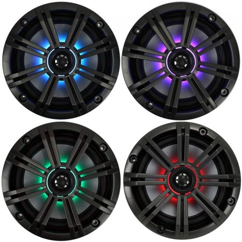  4) New Kicker 41KM654LCW 6.5 390W LED Marine Audio Coaxial Speakers Stereo KM65