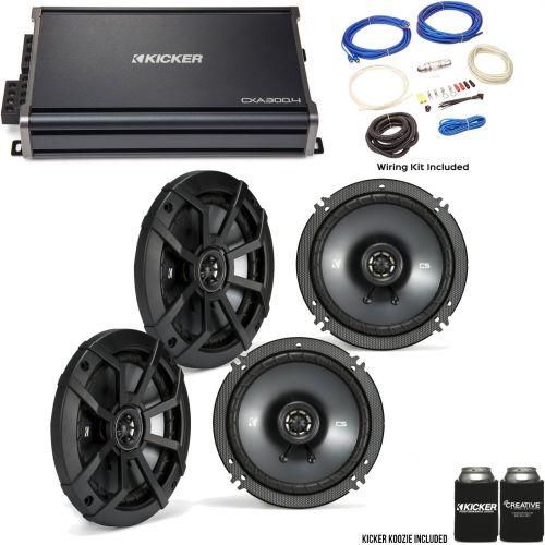  Kicker 43CSC654 6.5” CS-Series Speakers (2 Pair) with 43CXA3004 CX-Series Amplifier and Wire kit