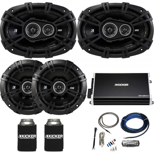  Kicker 43DSC6504 6.5” & 43DSC69304 6x9” DS-Series Speakers with 43DXA2504 DX-Series Amplifier and Wire kit