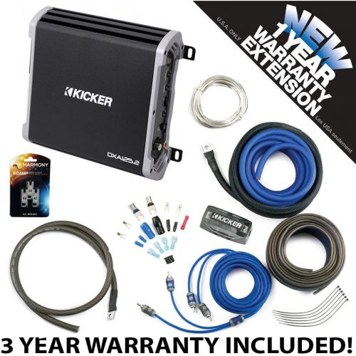  Kicker 43DXA1252 Car Audio 2 Channel Amp DXA125.2 & 8 GA Amplifier Accessory Kit - 3 Year Warranty!