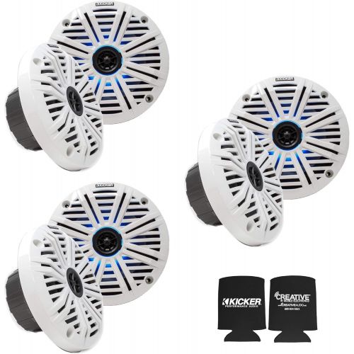  Kicker White OEM Replacement Marine 6.5 4Ω Coaxial speaker Bundle - 6 Speakers