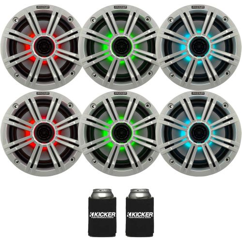  Kicker White OEM Replacement Marine 6.5 4Ω Coaxial speaker Bundle - 6 Speakers