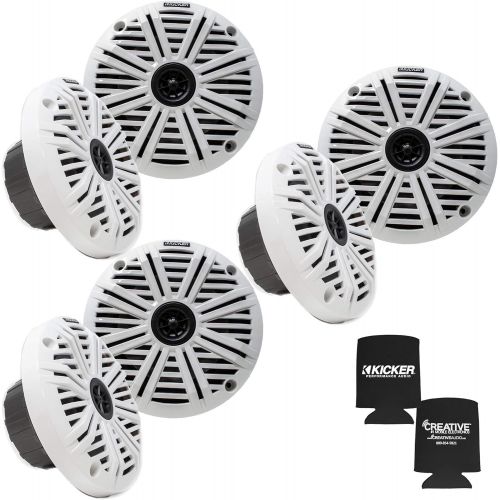  Kicker White OEM Replacement Marine 6.5 4Ω Coaxial speaker Bundle - 6 Speakers