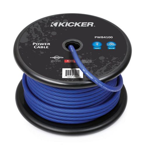  Kicker PWB4100 100-Feet Spool 4-Gauge OFC Cobalt Hyper-Flex PowerGround Cable (Blue)