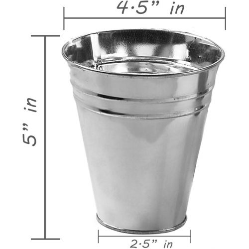  [아마존 핫딜]  [아마존핫딜]Kicko Large Galvanized Metal Buckets Bulk - 12 Pack - with Handle 5 X 4.5 Inches - Unique Goody Baskets, for Party Favors, Party Accessories and Decorations