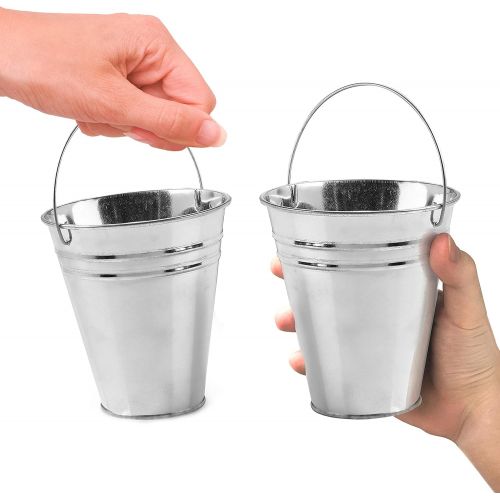  [아마존 핫딜]  [아마존핫딜]Kicko Large Galvanized Metal Buckets Bulk - 12 Pack - with Handle 5 X 4.5 Inches - Unique Goody Baskets, for Party Favors, Party Accessories and Decorations