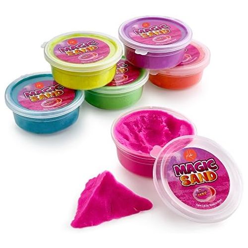  [아마존베스트]Kicko Colorful Molding Sand - 6 Pieces of Magic Sculpting and Squishy - Perfect for for Kids, Stress Reliever, Learning Tool, Novelties, Party Favor and Bag Supplies