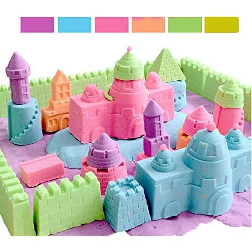  [아마존베스트]Kicko Colorful Molding Sand - 6 Pieces of Magic Sculpting and Squishy - Perfect for for Kids, Stress Reliever, Learning Tool, Novelties, Party Favor and Bag Supplies