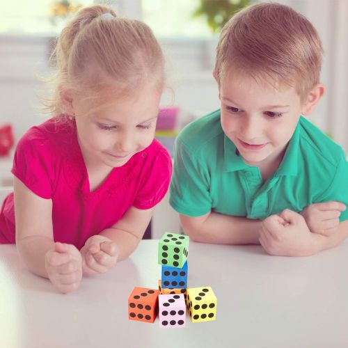  [아마존베스트]Kicko Foam Dice Set - 24 Pack of Assorted Colorful Big Square Blocks - Perfect for Building Blocks, Educational Toys, Math Teaching, Pastime, Party Favors and Supplies