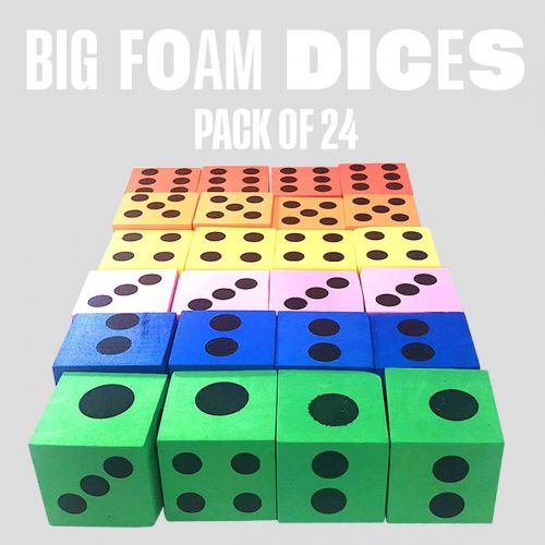  [아마존베스트]Kicko Foam Dice Set - 24 Pack of Assorted Colorful Big Square Blocks - Perfect for Building Blocks, Educational Toys, Math Teaching, Pastime, Party Favors and Supplies