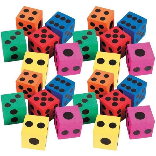  [아마존베스트]Kicko Foam Dice Set - 24 Pack of Assorted Colorful Big Square Blocks - Perfect for Building Blocks, Educational Toys, Math Teaching, Pastime, Party Favors and Supplies