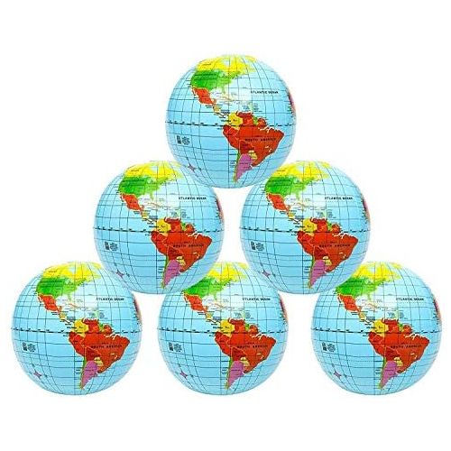  [아마존베스트]Kicko Inflatable World Globe - 16 Inch 6 Pack Political and Topographical Globes, Learning Resources