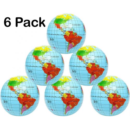  [아마존베스트]Kicko Inflatable World Globe - 16 Inch 6 Pack Political and Topographical Globes, Learning Resources