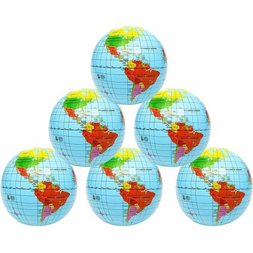  [아마존베스트]Kicko Inflatable World Globe - 16 Inch 6 Pack Political and Topographical Globes, Learning Resources