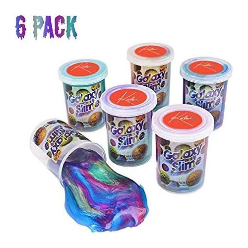  [아마존베스트]Kicko Marbled Unicorn Color Slime - Pack of 6 Colorful Galaxy Sludgy Gooey Fidget Kit for Sensory and Tactile Stimulation, Stress Relief, Prize, Party Favor, Educational Game - Kid