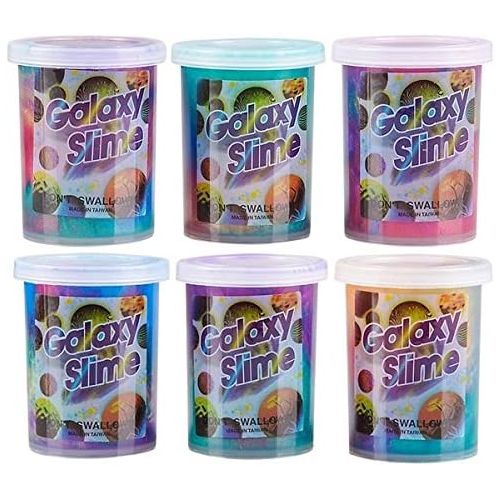  [아마존베스트]Kicko Marbled Unicorn Color Slime - Pack of 6 Colorful Galaxy Sludgy Gooey Fidget Kit for Sensory and Tactile Stimulation, Stress Relief, Prize, Party Favor, Educational Game - Kid