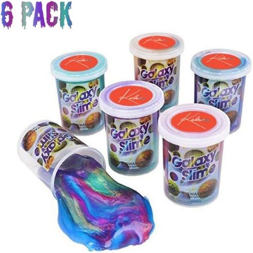  [아마존베스트]Kicko Marbled Unicorn Color Slime - Pack of 6 Colorful Galaxy Sludgy Gooey Fidget Kit for Sensory and Tactile Stimulation, Stress Relief, Prize, Party Favor, Educational Game - Kid