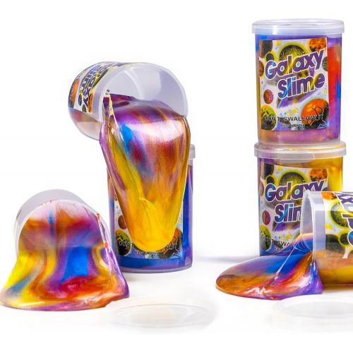  [아마존베스트]Kicko Marbled Unicorn Color Slime - Pack of 6 Colorful Galaxy Sludgy Gooey Fidget Kit for Sensory and Tactile Stimulation, Stress Relief, Prize, Party Favor, Educational Game - Kid