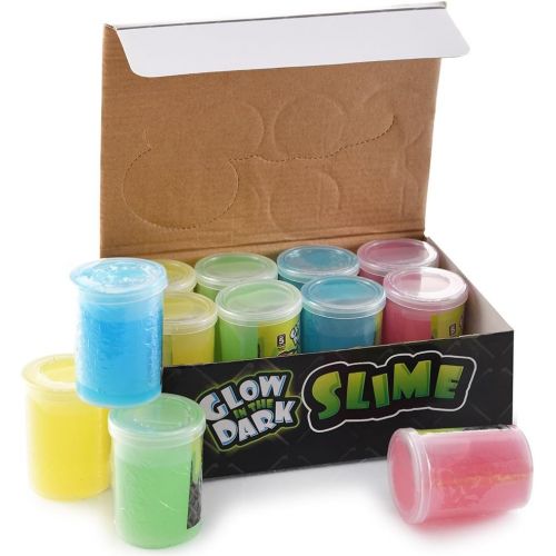  [아마존베스트]Kicko Glow in The Dark Slime - 12 Pack Assorted Neon Colors - Green, Blue, Orange and Yellow for Kids, Goody Bag Filler, Birthday Gifts Non-Toxic