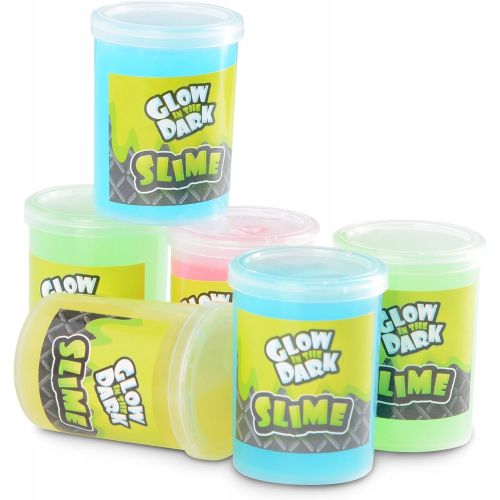  [아마존베스트]Kicko Glow in The Dark Slime - 12 Pack Assorted Neon Colors - Green, Blue, Orange and Yellow for Kids, Goody Bag Filler, Birthday Gifts Non-Toxic