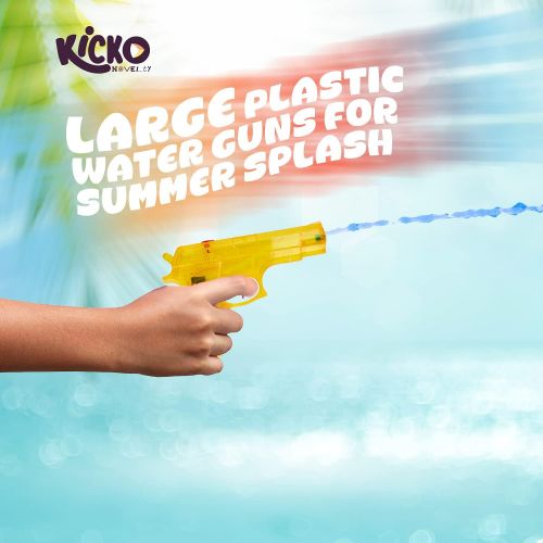  Kicko 6 Pieces Squirt Water Gun 6 Inches Plastic Assorted Colors - Classic Action and Fun Toy, Pool, Prize, Party Favor