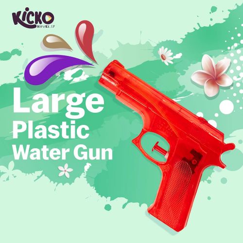  Kicko 6 Pieces Squirt Water Gun 6 Inches Plastic Assorted Colors - Classic Action and Fun Toy, Pool, Prize, Party Favor