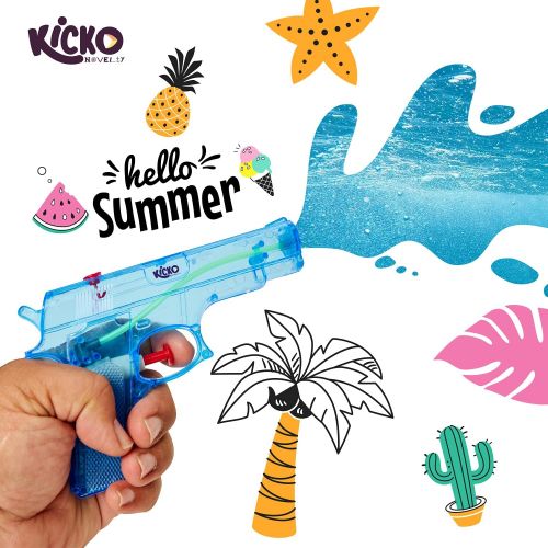  Kicko 6 Pieces Squirt Water Gun 6 Inches Plastic Assorted Colors - Classic Action and Fun Toy, Pool, Prize, Party Favor