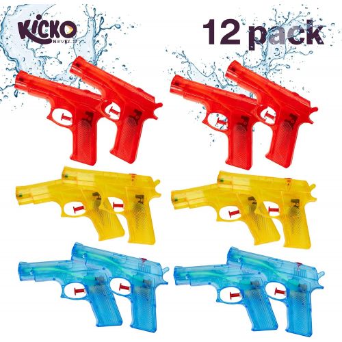  Kicko 6 Pieces Squirt Water Gun 6 Inches Plastic Assorted Colors - Classic Action and Fun Toy, Pool, Prize, Party Favor