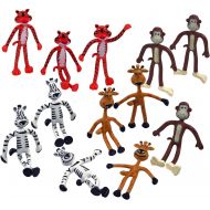Kicko Bendable Toys - 12 Pack, 4 Inch Assorted Zoo Animals - for Stress Relief, Themed Parties, School Prizes, Birthday Gifts, Party Favors and Supplies