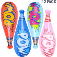 Kicko Inflatable Baseball Bats - Pack of 12-20 Inch Pow Action Inflatable Pool Toys in Assorted Color - Novelty Toys, Gag Toys and Practical Jokes, Big Bang Pow Bat Inflatables for