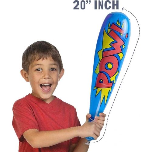  Kicko Inflatable Baseball Bats - Pack of 12-20 Inch Pow Action Inflatable Pool Toys in Assorted Color - Novelty Toys, Gag Toys and Practical Jokes, Big Bang Pow Bat Inflatables for