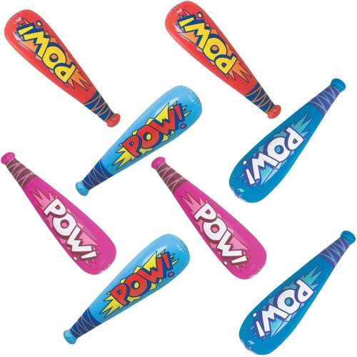  Kicko Inflatable Baseball Bats - Pack of 12-20 Inch Pow Action Inflatable Pool Toys in Assorted Color - Novelty Toys, Gag Toys and Practical Jokes, Big Bang Pow Bat Inflatables for