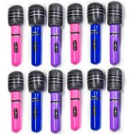 Kicko 10.5 Inch Wireless Inflatable Microphone - 12 Pieces of Multicolored Mic - Perfect for Pool Toy, Stage Act, Educational, Pretend Play, Party Favor, and Supplies