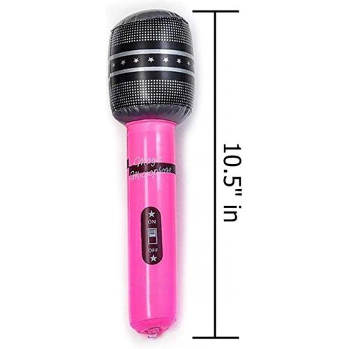  Kicko 10.5 Inch Wireless Inflatable Microphone - 12 Pieces of Multicolored Mic - Perfect for Pool Toy, Stage Act, Educational, Pretend Play, Party Favor, and Supplies
