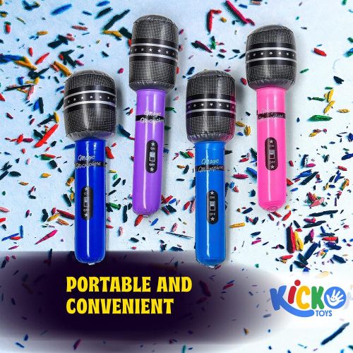  Kicko 10.5 Inch Wireless Inflatable Microphone - 12 Pieces of Multicolored Mic - Perfect for Pool Toy, Stage Act, Educational, Pretend Play, Party Favor, and Supplies