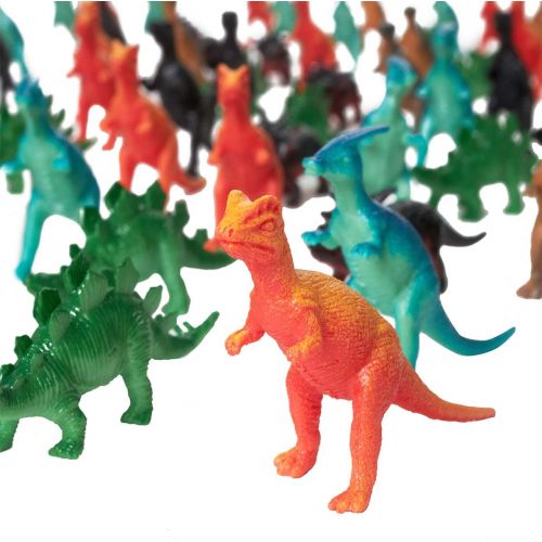  Kicko 96 Pieces Mini Vinyl Dinosaur Set 2-inch - Animal Action Figures Assortment Toy for Kids, Play, Decoration, Prize, Party Favor