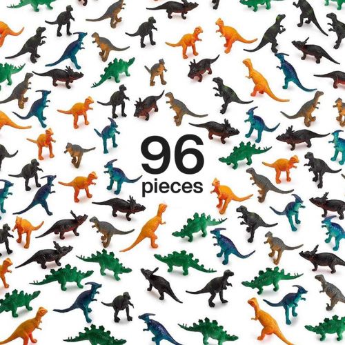  Kicko 96 Pieces Mini Vinyl Dinosaur Set 2-inch - Animal Action Figures Assortment Toy for Kids, Play, Decoration, Prize, Party Favor