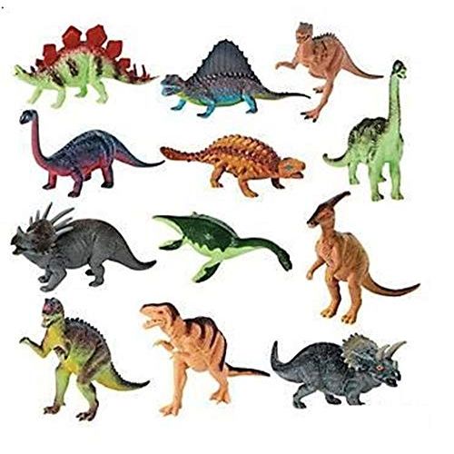  Kicko Large Dynamite Dinosaurs - 6 to 8 Inches - Pack of 12 - Assorted Styles and Colors Dinosaur Figures Playset - for Kids - Party Favors, Bag Stuffers, Fun, Toy, Prize, Pinata F