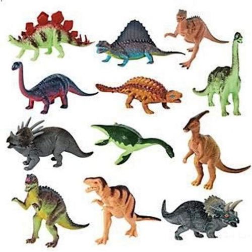  Kicko Large Dynamite Dinosaurs - 6 to 8 Inches - Pack of 12 - Assorted Styles and Colors Dinosaur Figures Playset - for Kids - Party Favors, Bag Stuffers, Fun, Toy, Prize, Pinata F