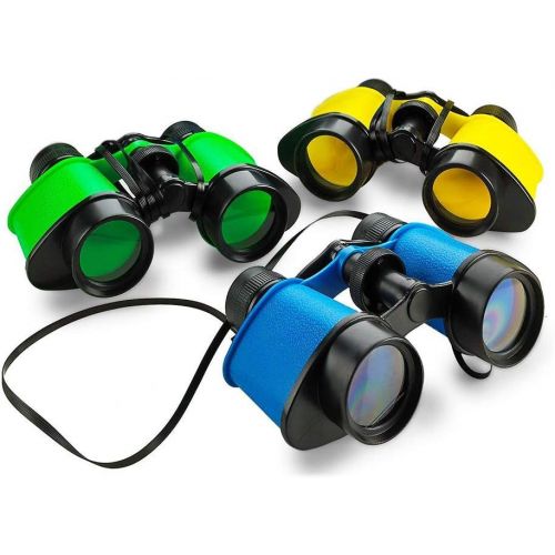  Kicko 12 Toy Binoculars with Neck String 3.5 x 5 Inches - Novelty Binoculars for Children, Sightseeing, Birdwatching, Wildlife, Outdoors, Scenery, Indoors, Pretend, Play, Props, an