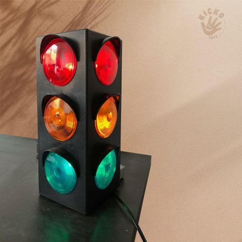  [아마존베스트]Kicko Traffic Light Lamp with Base - Mini Stop Light Lamp, Blinking - Decoration for Kids’ Bedrooms or Themed Parties - Toy for Pretend Play (12.25 Inch)