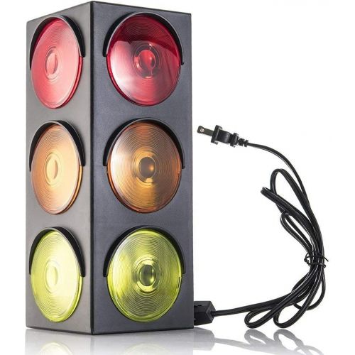  [아마존베스트]Kicko Traffic Light Lamp with Base - Mini Stop Light Lamp, Blinking - Decoration for Kids’ Bedrooms or Themed Parties - Toy for Pretend Play (12.25 Inch)