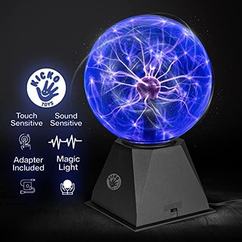 [아마존베스트]Kicko Blue Plasma Ball - 7 Inch - Nebula, Thunder Lightning, Plug-in - for Parties, Decorations, Prop, Kids, Bedroom, Home