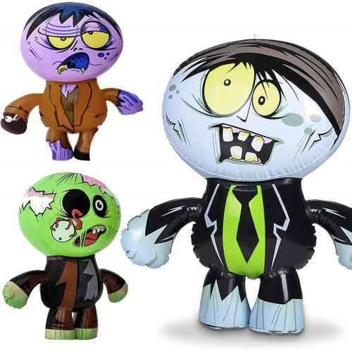  할로윈 용품Kicko Inflatable Zombie Bunch - Pack of 3 24 Inch Assorted Decorative and Spooky Inflates - Perfect as Party Favor, Party Supplies, Horror Decoration, Pool Parties, Crazy Props