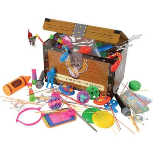  Kicko Toy Assortment Box - 100 Pieces per Box - Treasure Chest - Birthday Party Bag Prizes - Kids Toys - Halloween Treats