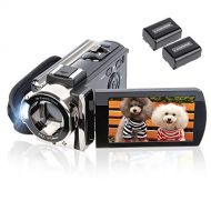 Video Camera Camcorder Digital Camera Recorder kicteck Full HD 1080P 15FPS 24MP 3.0 Inch 270 Degree Rotation LCD 16X Zoom Camcorder with 2 Batteries(604s)