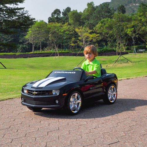  Kid Motorz Chevrolet Camaro 12-Volt Battery-Operated Ride-On, Black with Racing Stripes