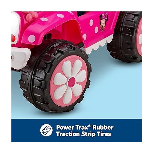  Minnie Mouse 6V Battery Powered Ride-On Toy for Kids 3-5, Flower Power 4x4 Design, Up to 60 lbs